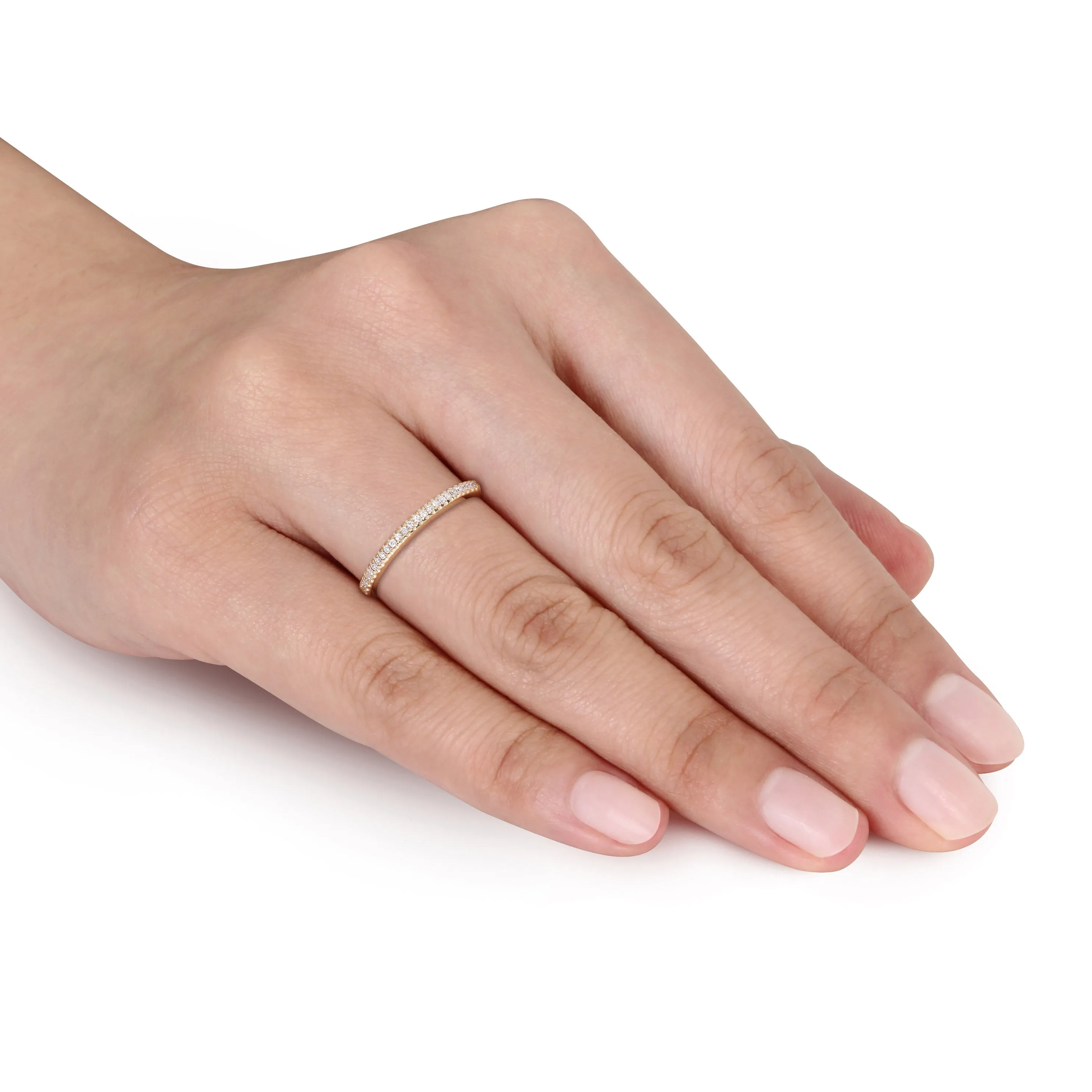 14K Yellow Gold Thin Pave Eternity Ring