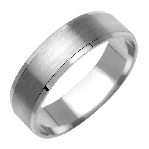 14K Yellow or White Gold Brush Center Ring