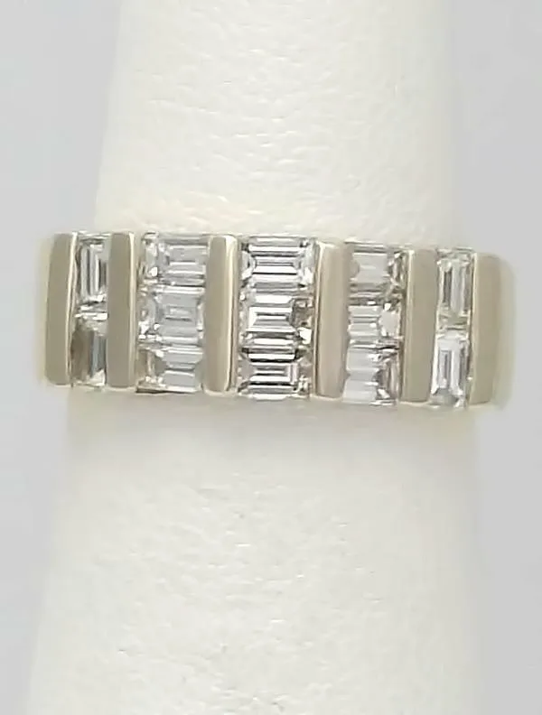 14k YELLOW WHITE GOLD 1.00ct CHANNEL SET BAGUETTE DIAMOND BAR BAND RING