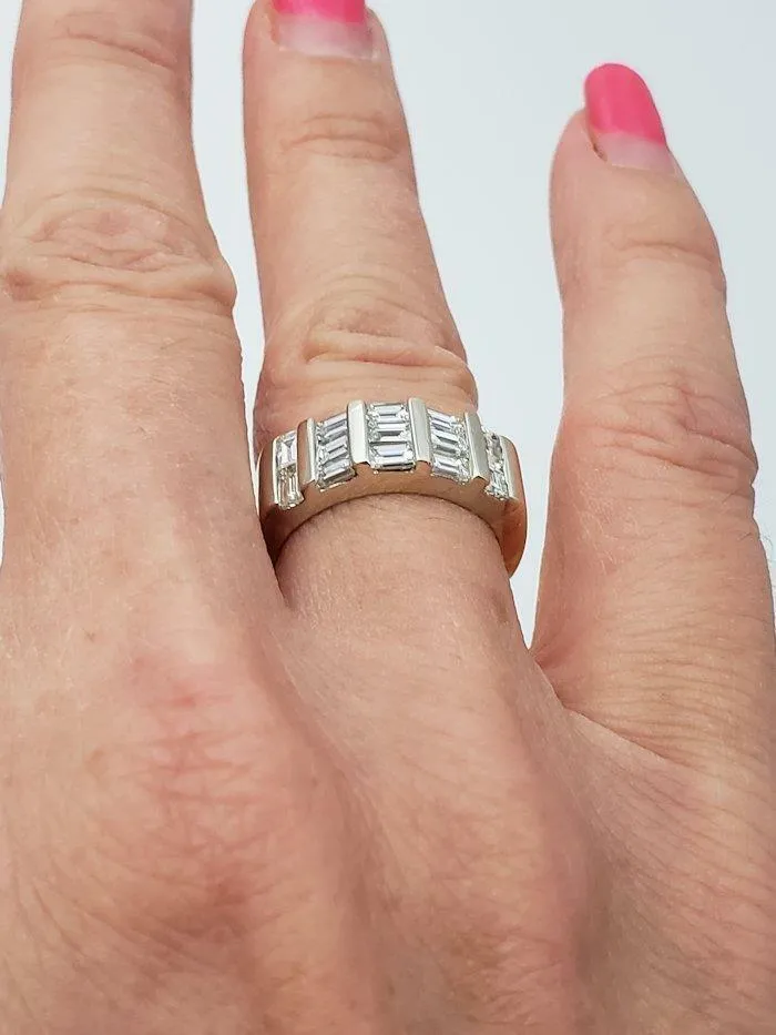 14k YELLOW WHITE GOLD 1.00ct CHANNEL SET BAGUETTE DIAMOND BAR BAND RING