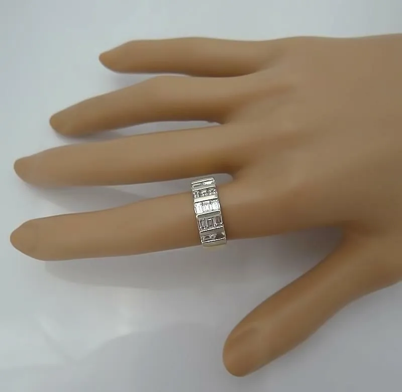 14k YELLOW WHITE GOLD 1.00ct CHANNEL SET BAGUETTE DIAMOND BAR BAND RING