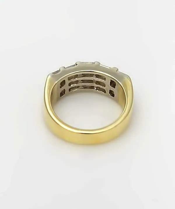 14k YELLOW WHITE GOLD 1.00ct CHANNEL SET BAGUETTE DIAMOND BAR BAND RING