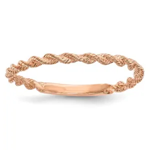 14KT Rose Gold Diamond-Cut Rope Band Ring Size 7.5
