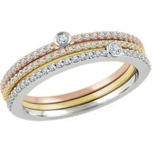 14KT Rose Gold, White Gold   Yellow Gold 3/8 Carat Pave Diamond Ring Set