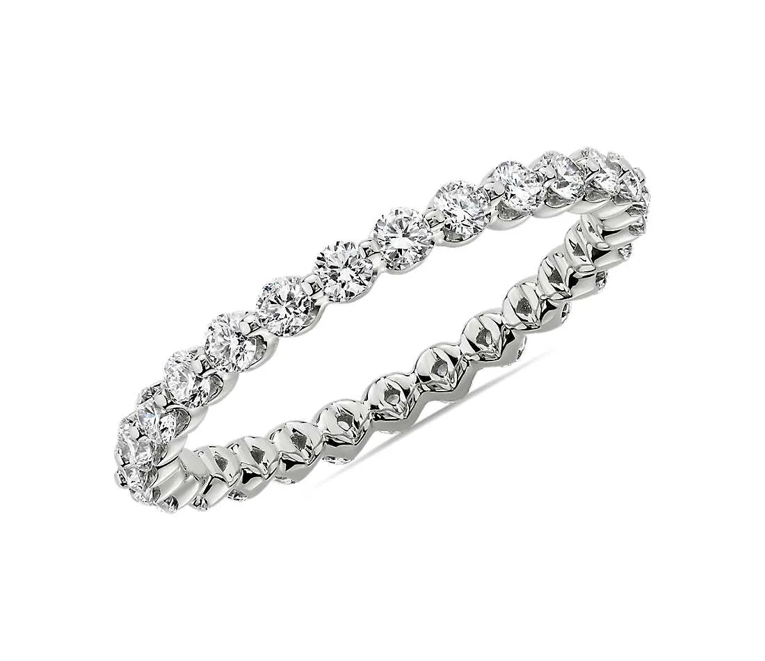 14kt White Gold Floating Diamond Eternity Band, 1.00TCW