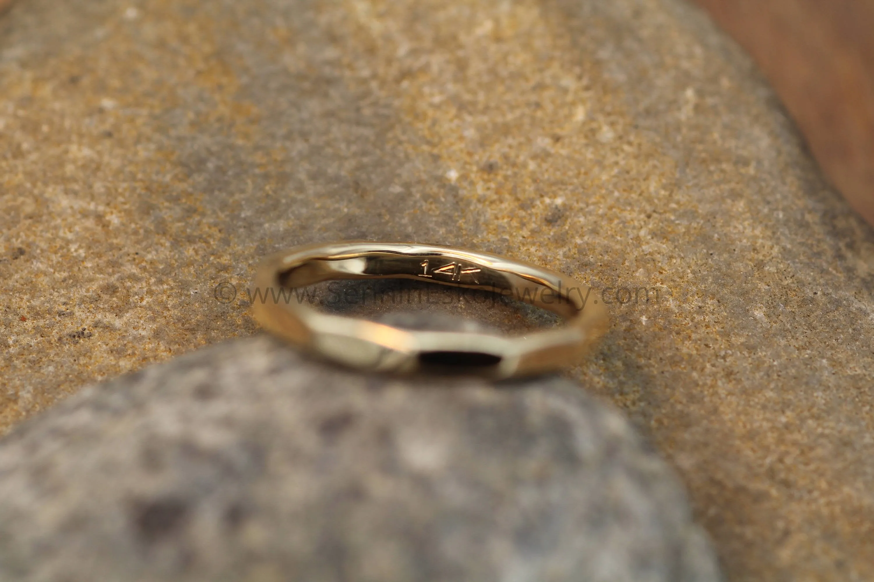 14kt Yellow Gold 2mm Hammered Band - Glossy Finish