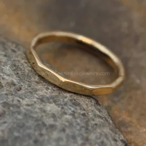 14kt Yellow Gold 2mm Hammered Band - Glossy Finish