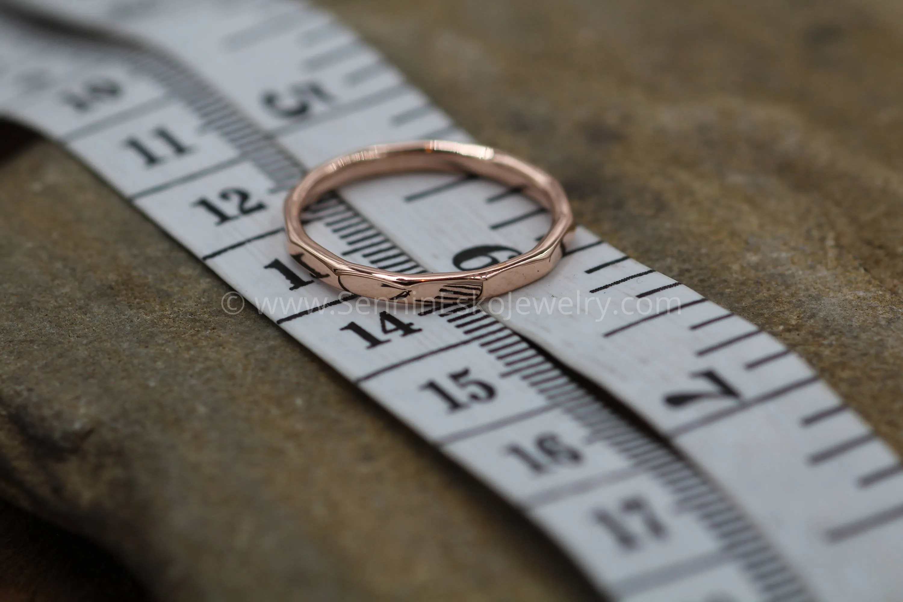 14kt Yellow Gold 2mm Hammered Band - Glossy Finish