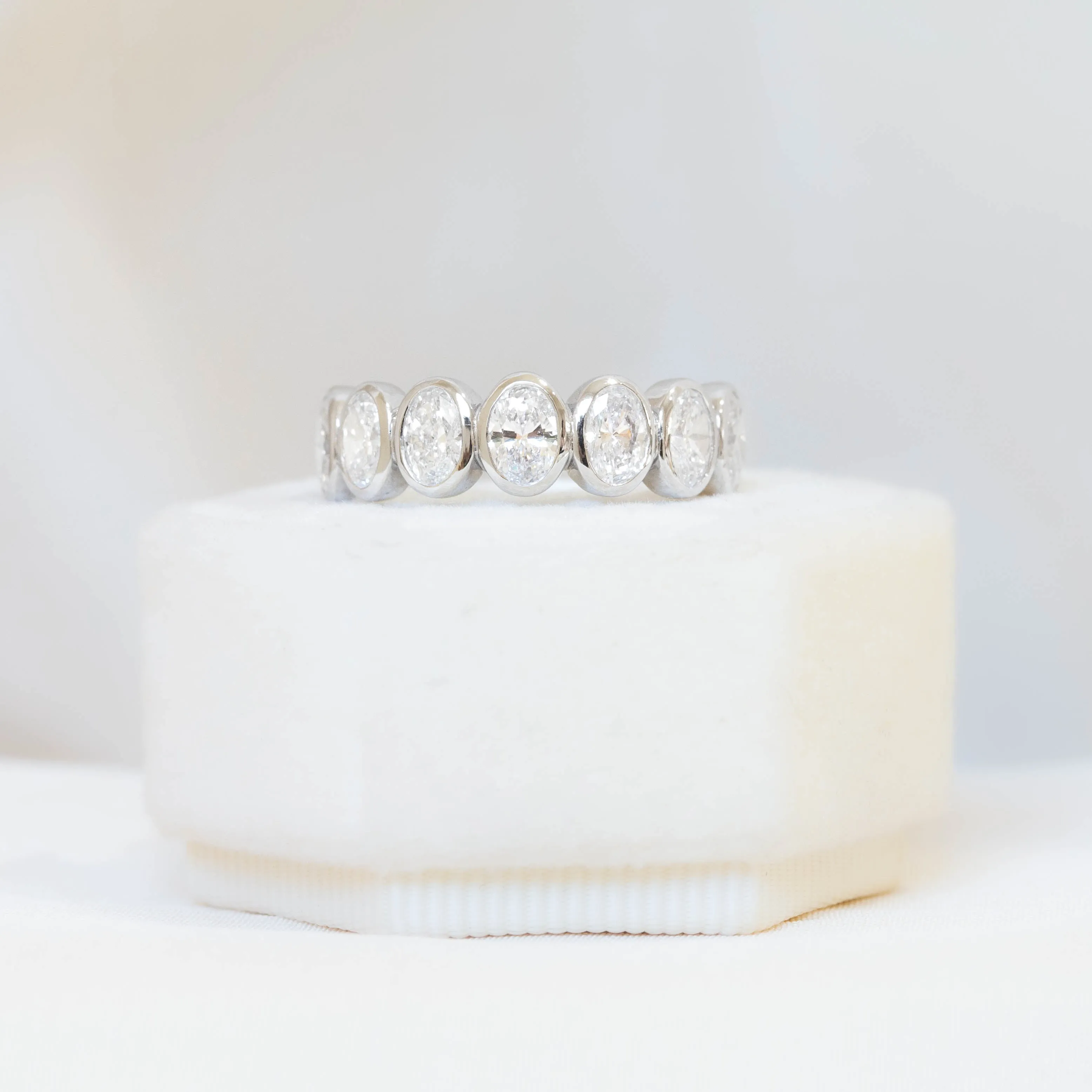 14kw 1.30ctw Oval-Cut Lab Grown Bezel Band