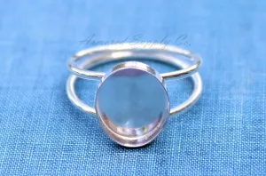 14x10mm Oval Bezel Sterling Silver Double Band Ring blank