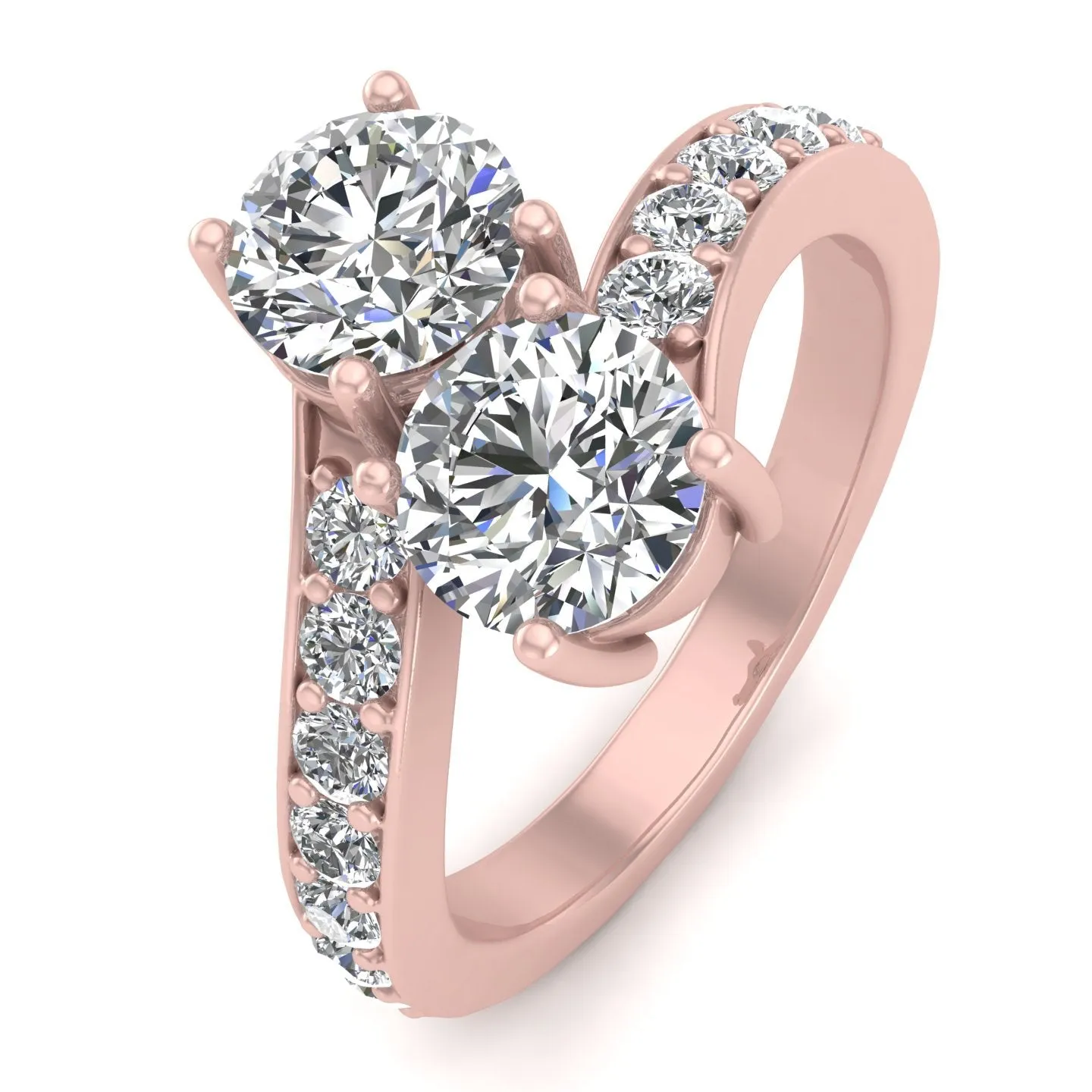 1.50ctw Diamond Two Stone Ring in 14k Rose Gold (K-L, I2-I3)