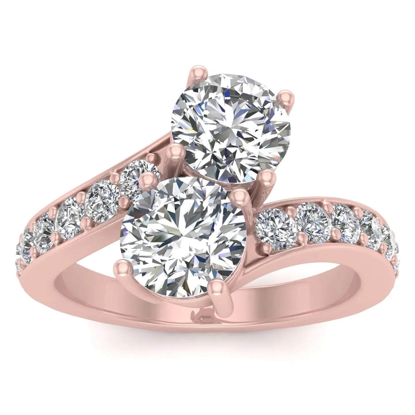 1.50ctw Diamond Two Stone Ring in 14k Rose Gold (K-L, I2-I3)