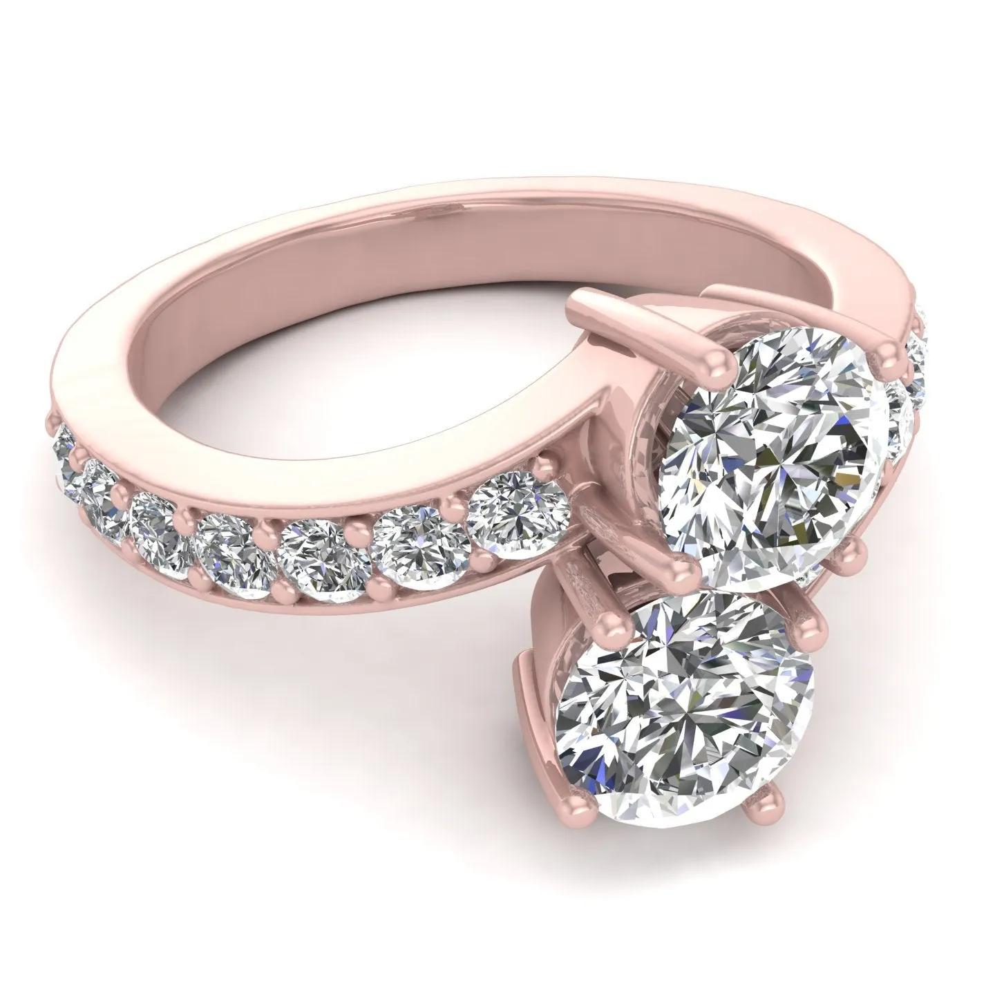 1.50ctw Diamond Two Stone Ring in 14k Rose Gold (K-L, I2-I3)