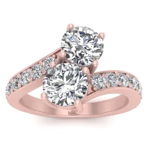 1.50ctw Diamond Two Stone Ring in 14k Rose Gold (K-L, I2-I3)