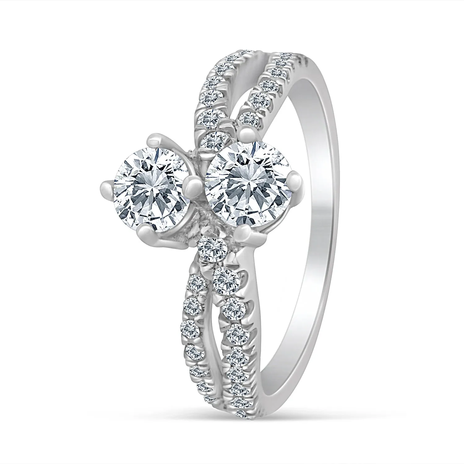 1.50ctw Diamond Two Stone Ring in 14k White Gold (K-L, I2-I3)