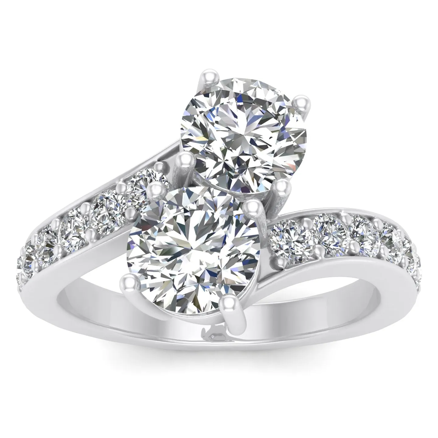 1.50ctw Diamond Two Stone Ring in 14k White Gold (K-L, I2-I3)