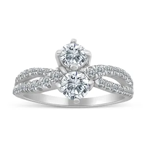 1.50ctw Diamond Two Stone Ring in 14k White Gold (K-L, I2-I3)