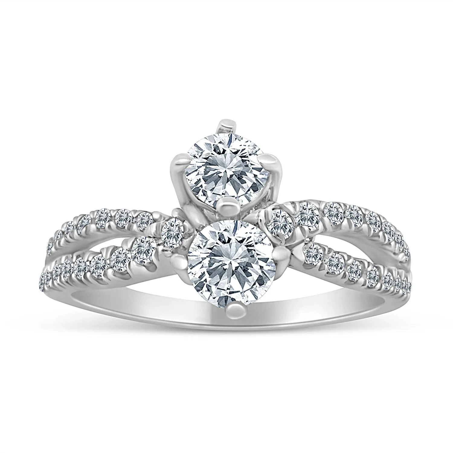 1.50ctw Diamond Two Stone Ring in 14k White Gold (K-L, I2-I3)
