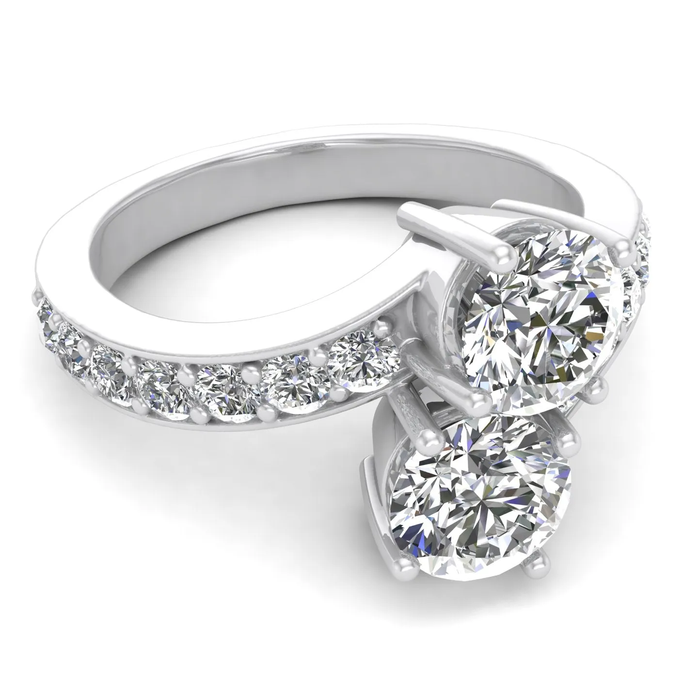 1.50ctw Diamond Two Stone Ring in 14k White Gold (K-L, I2-I3)