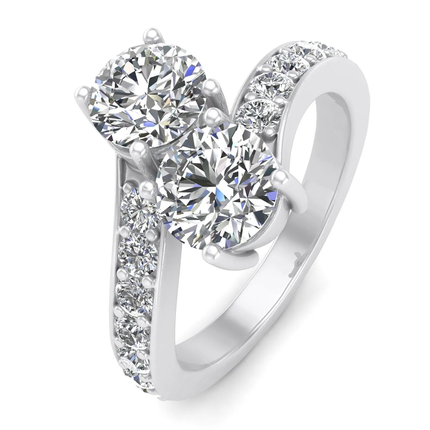 1.50ctw Diamond Two Stone Ring in 14k White Gold (K-L, I2-I3)