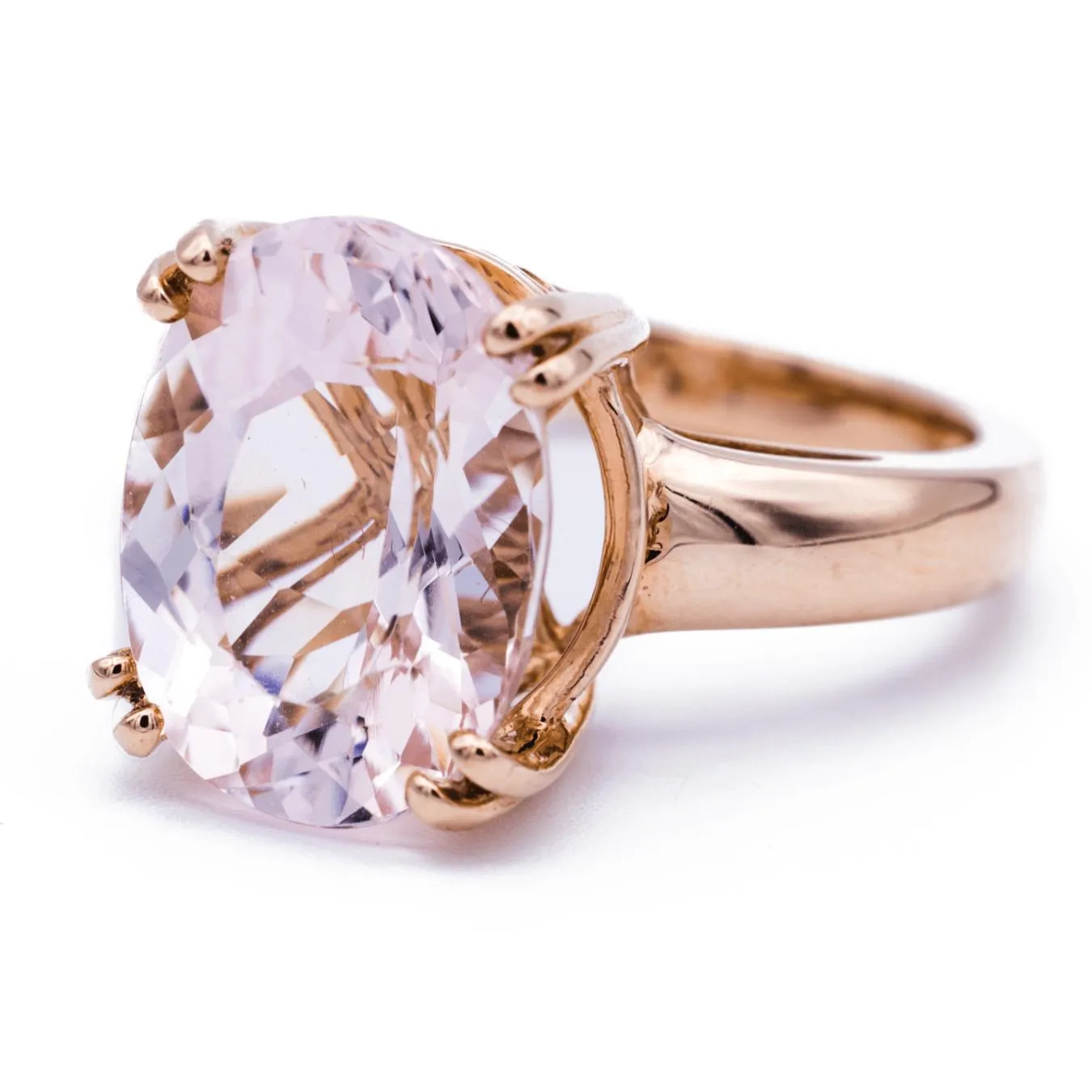 15mm x 11mm Oval Cut Faceted Peachy Pink Morganite Center Gem 14k Solid Rose Gold Antique Floral Basket Design 7.1 Carat Total Weight