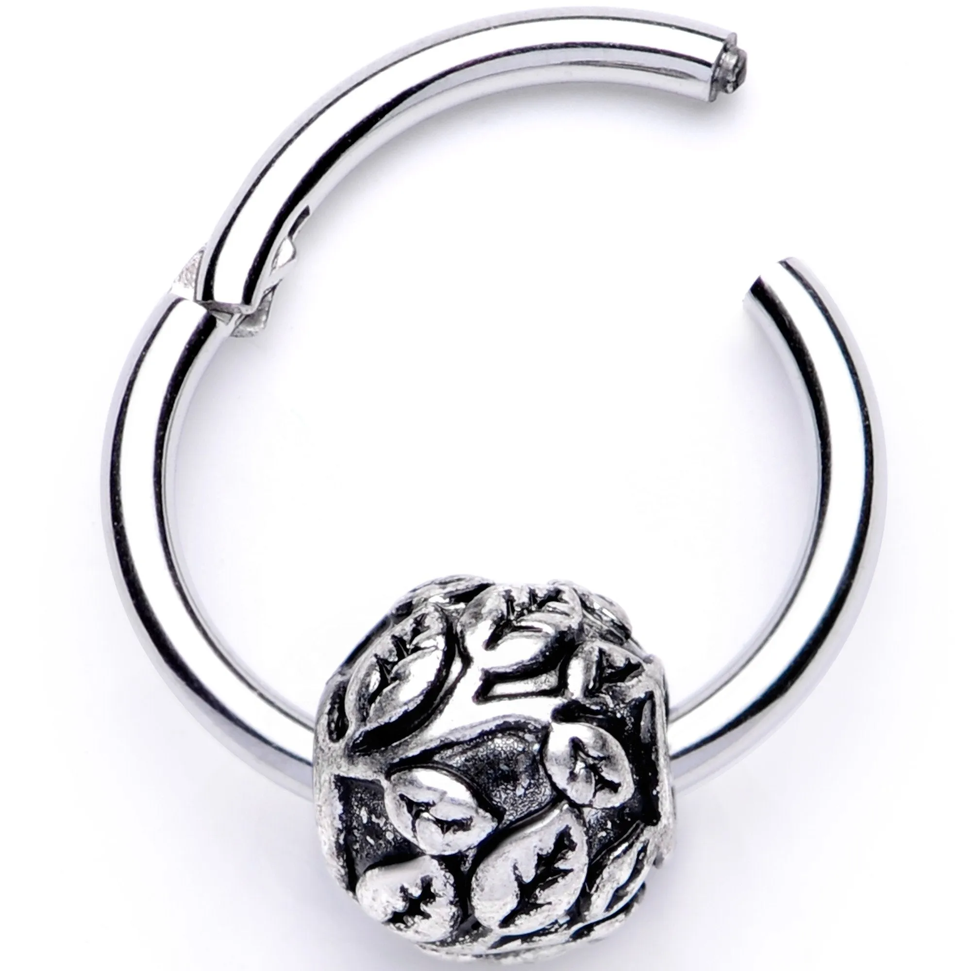 16 Gauge 3/8 Leaf Pattern Bead Hinged Segment Ring