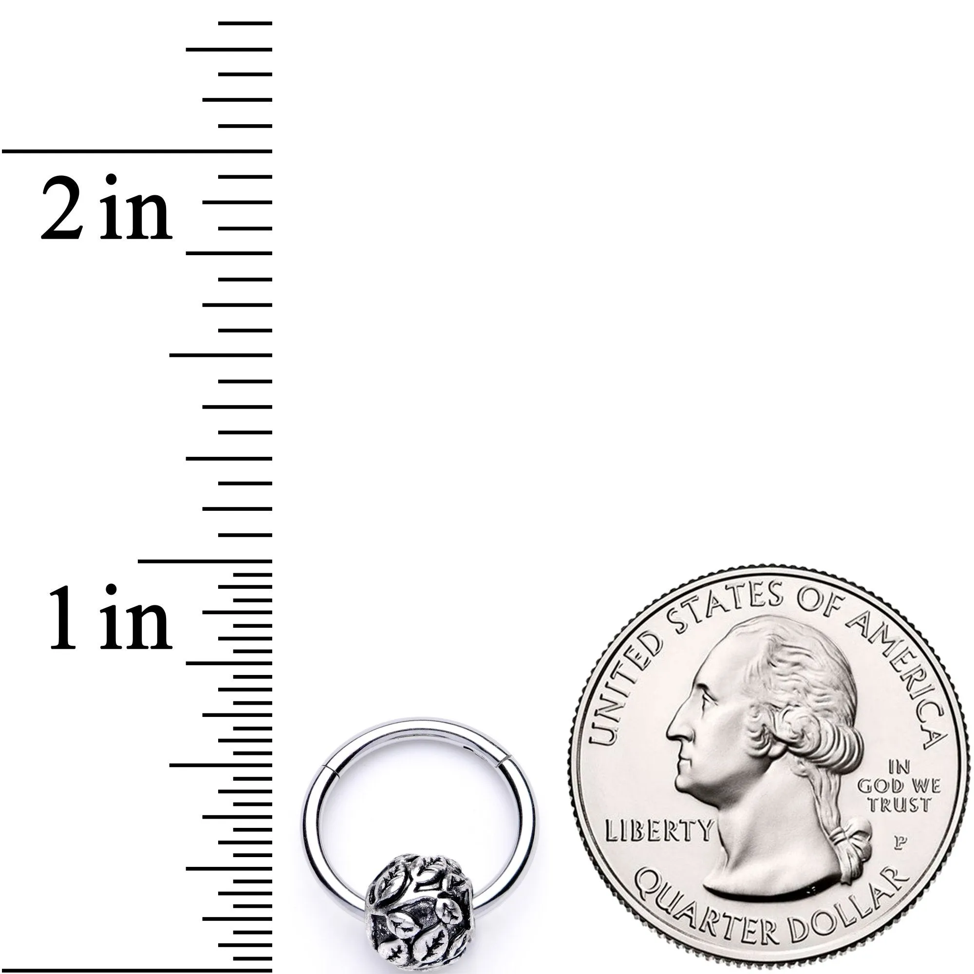16 Gauge 3/8 Leaf Pattern Bead Hinged Segment Ring