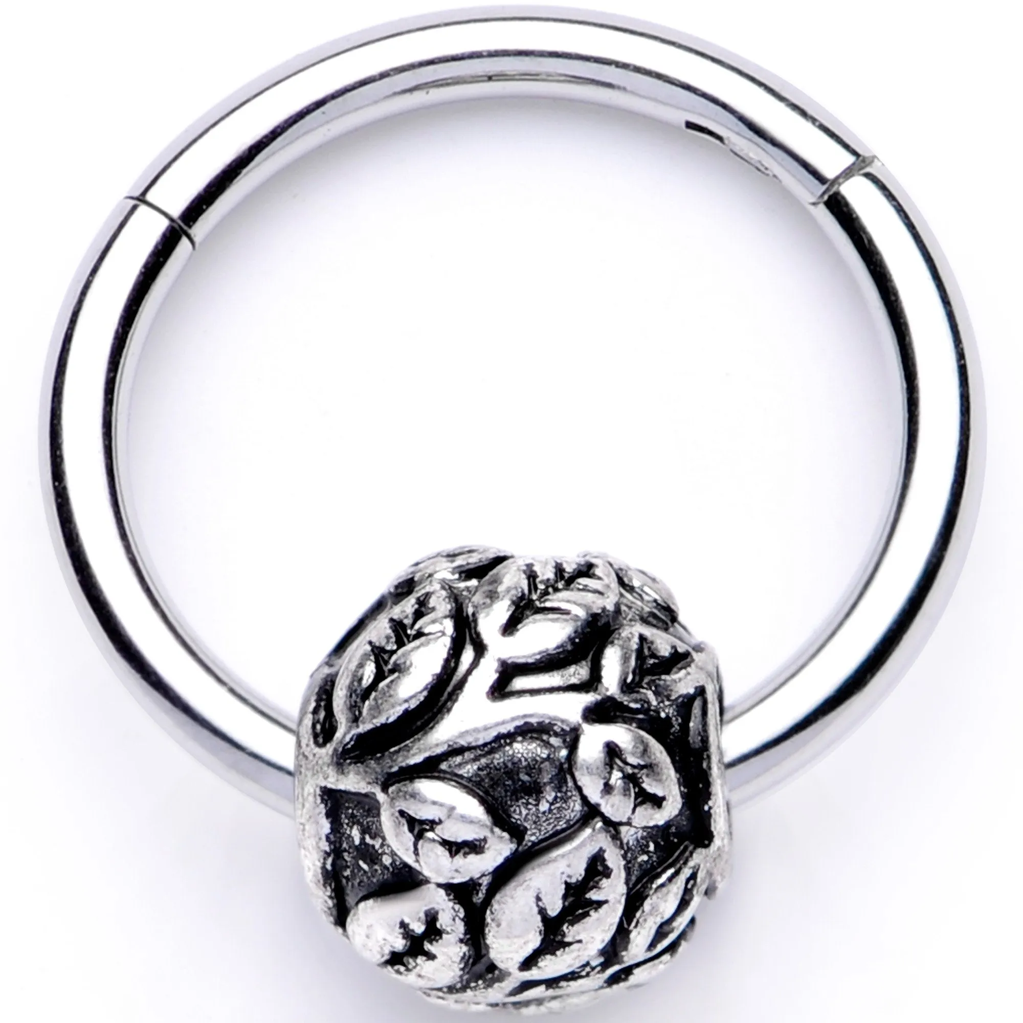 16 Gauge 3/8 Leaf Pattern Bead Hinged Segment Ring