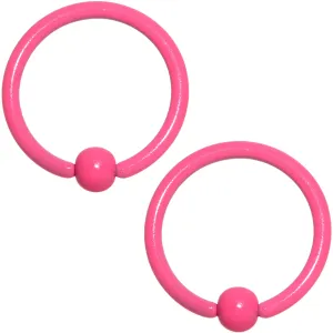 16 Gauge 3/8 Pink Glow in the Dark BCR Captive Ring Set of 2