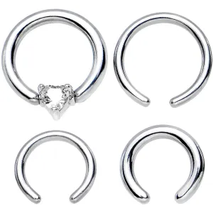 16 Gauge and 14 Gauge Clear Gem Heart Interchangeable BCR Set