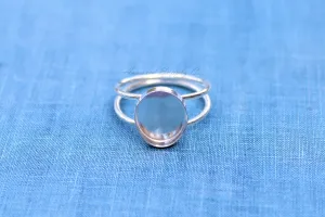 16x12mm Oval Bezel Sterling Silver Double Band Ring blank