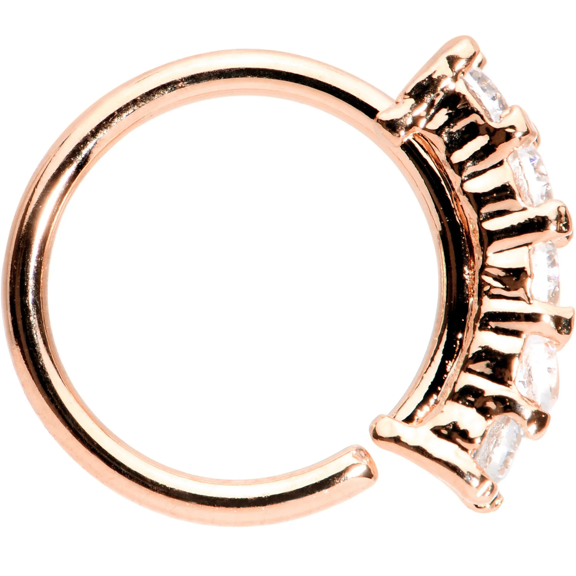 18 Gauge 5/16 Clear CZ Rose Gold IP Quintet Seamless Circular Ring