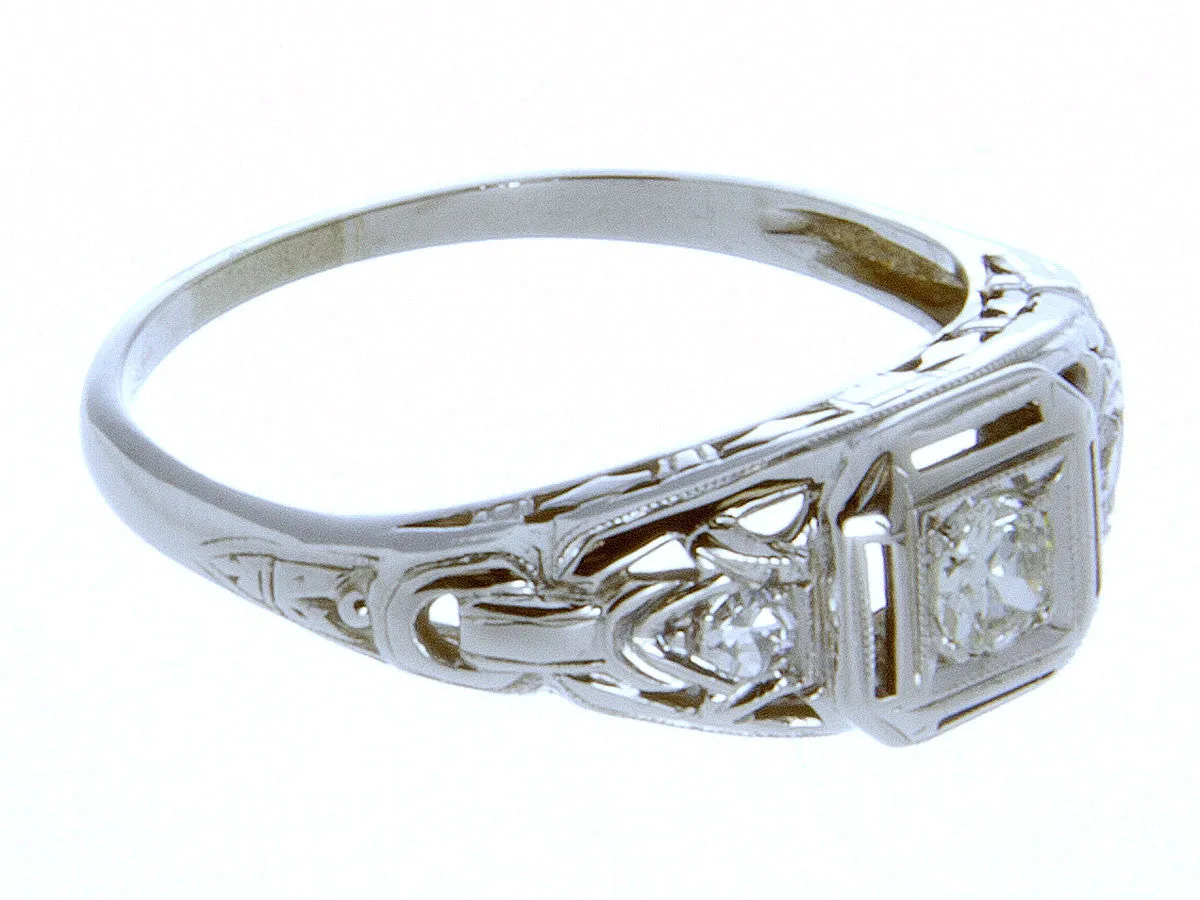 18K Art Deco Diamond Engagement Ring