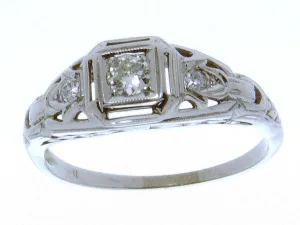 18K Art Deco Diamond Engagement Ring