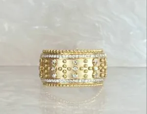 18k Beaded Diamond Band