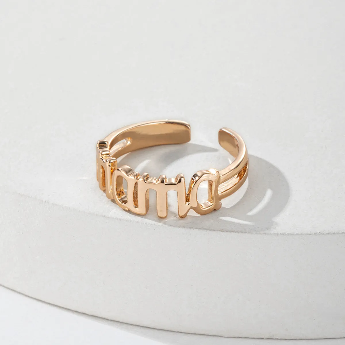 18K Gold-Plated 'Mama' Open Ring