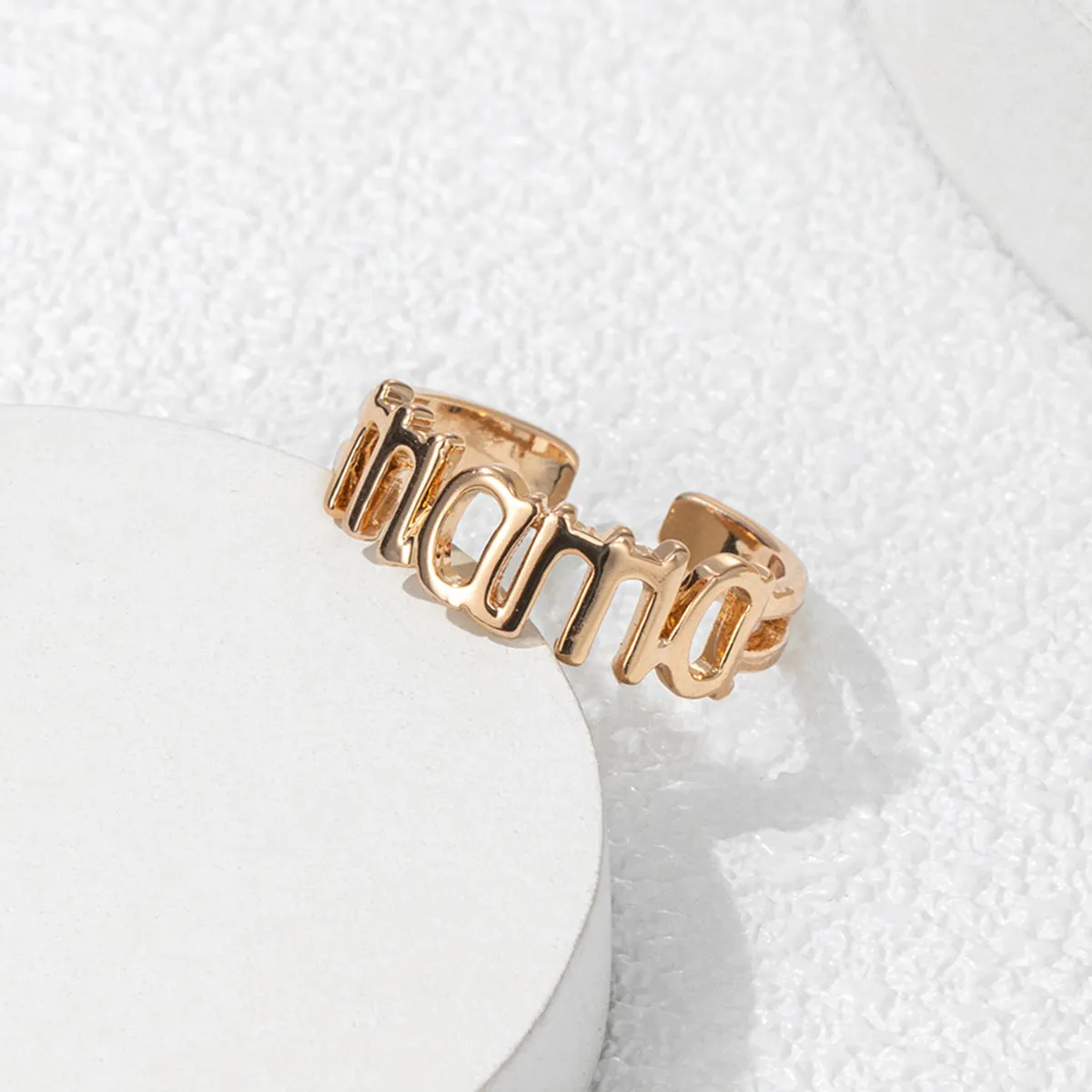 18K Gold-Plated 'Mama' Open Ring