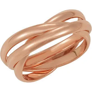 18k Rose Gold 2.5mm 3-Band Rolling Ring Size 7