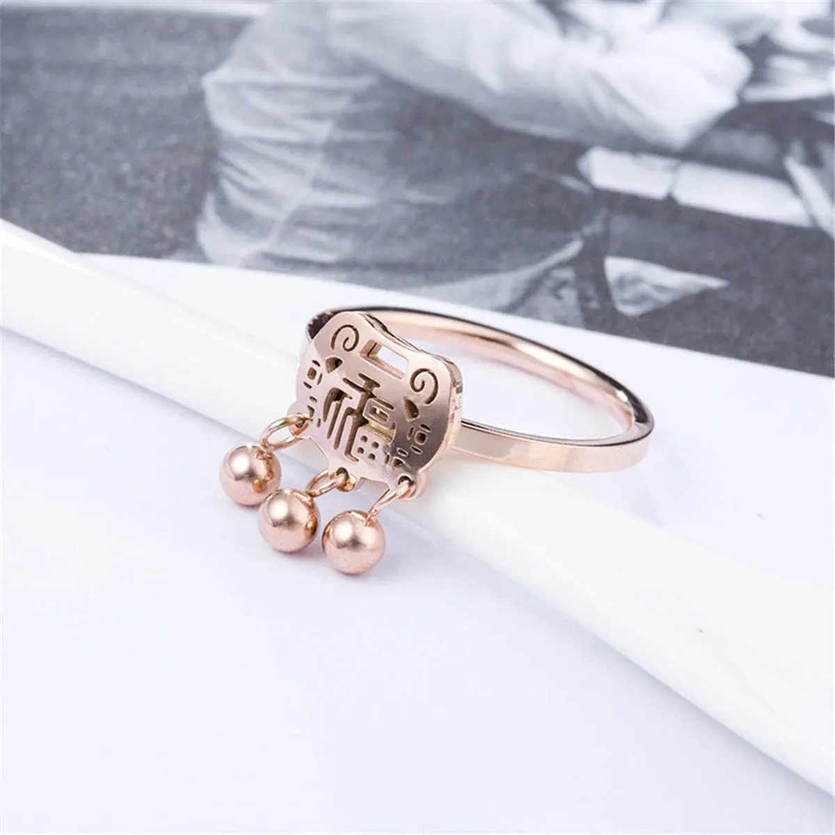 18K Rose Gold-Plated Lock Of Longevity Band Ring
