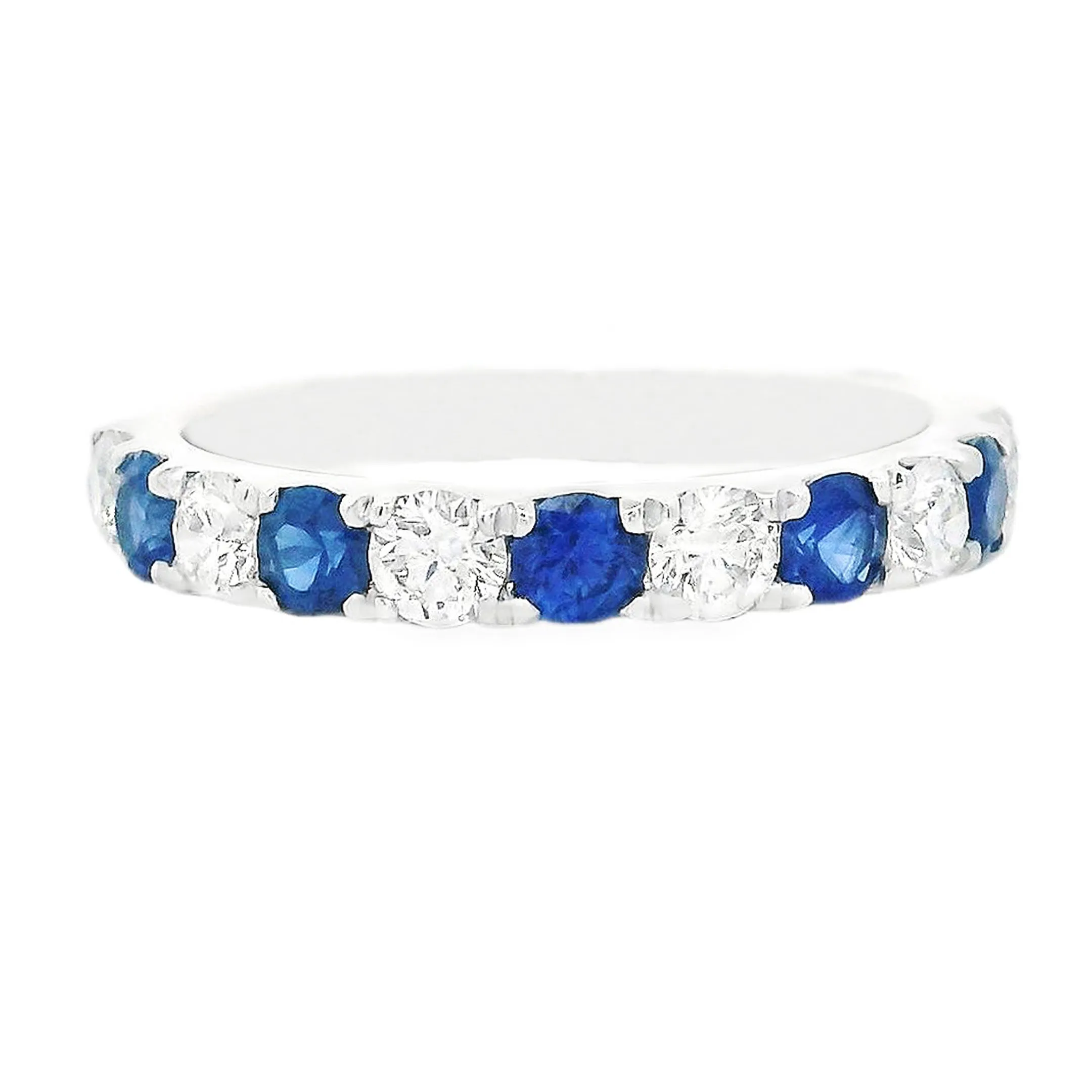 18k White Gold Diamond & Sapphire Band