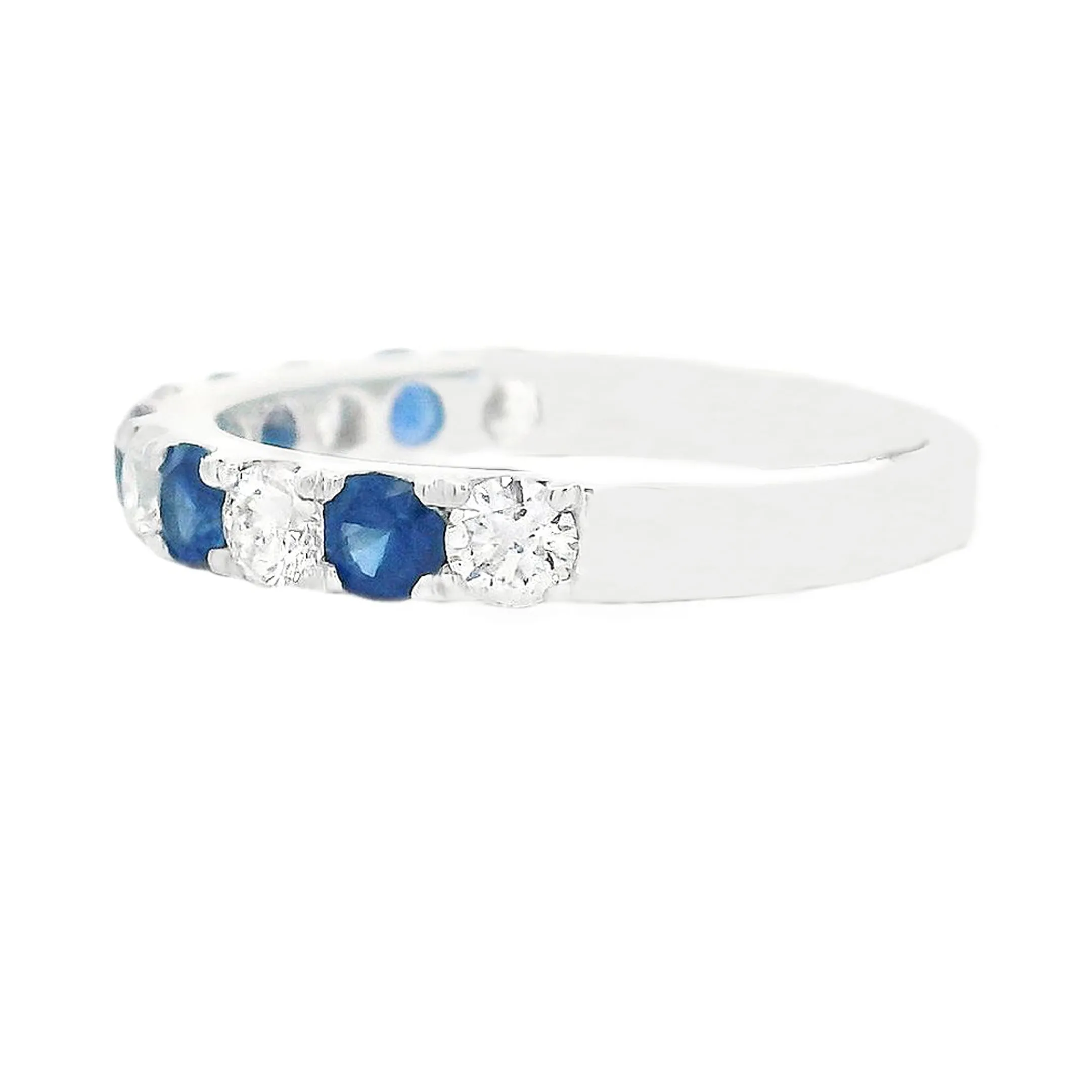 18k White Gold Diamond & Sapphire Band