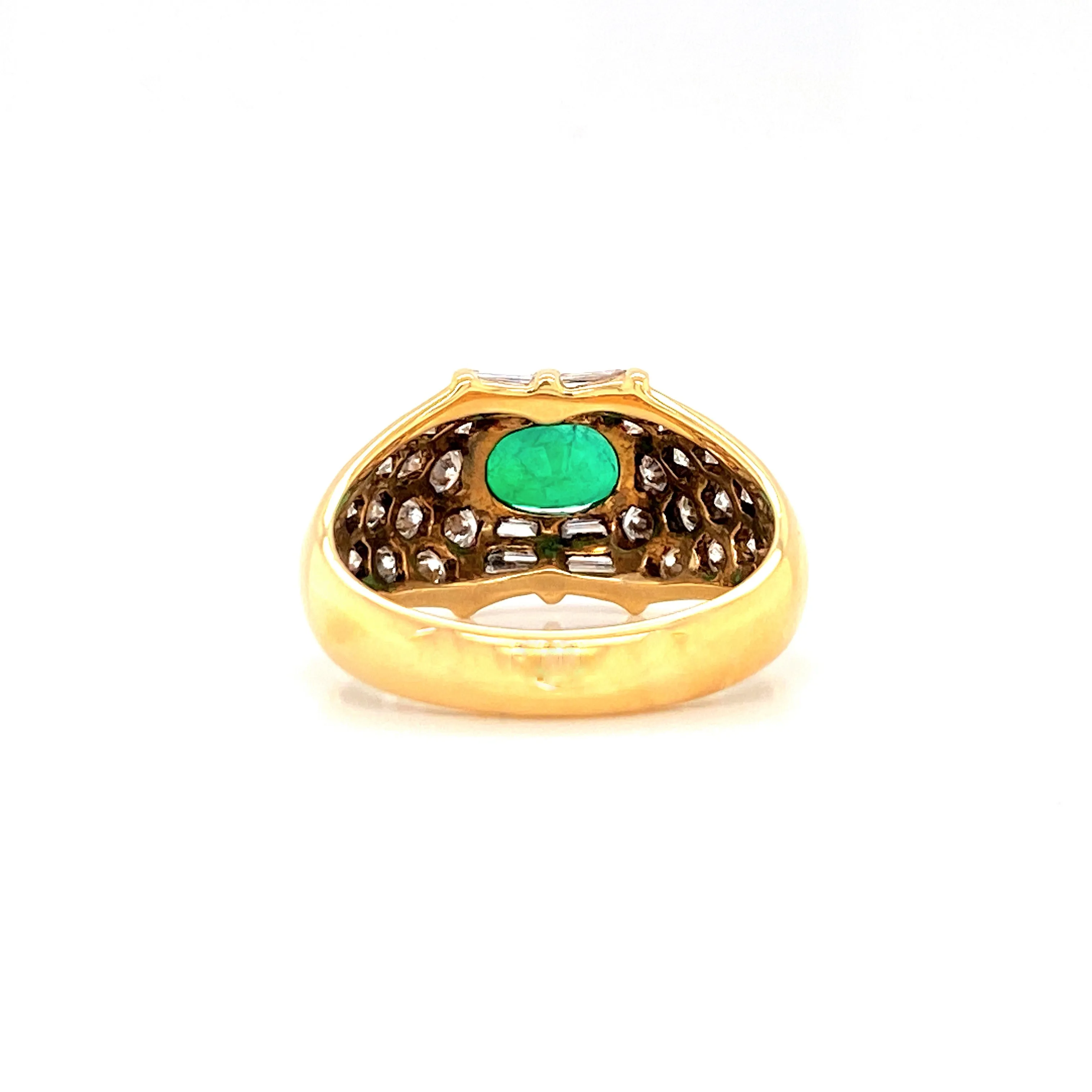 18K Yellow Gold Diamond   Emerald Ring