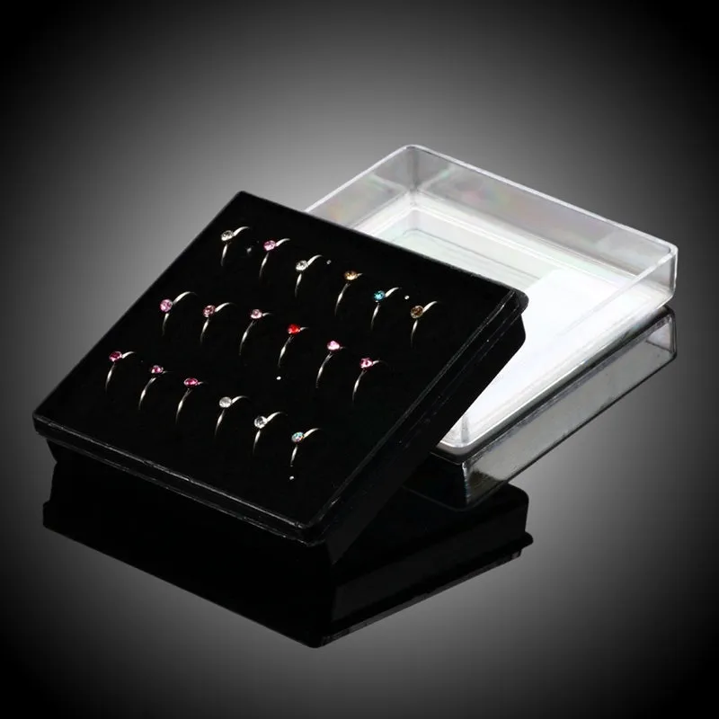 18PCS Box Set 316L Steel Crystal Nose Rings 20G