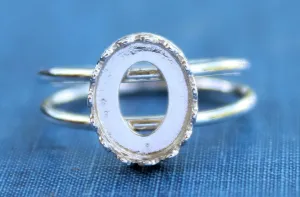18x13mm Oval Crown Bezel Silver Double Band Ring blank