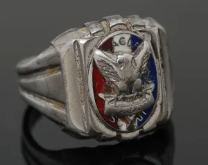 1950s Eagle Scout Ring Sterling Silver with Enamel