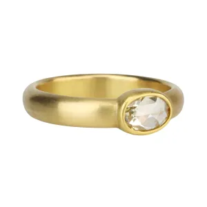 20 & 22K Gold Bezel-Set Rosecut Oval White Diamond Ring