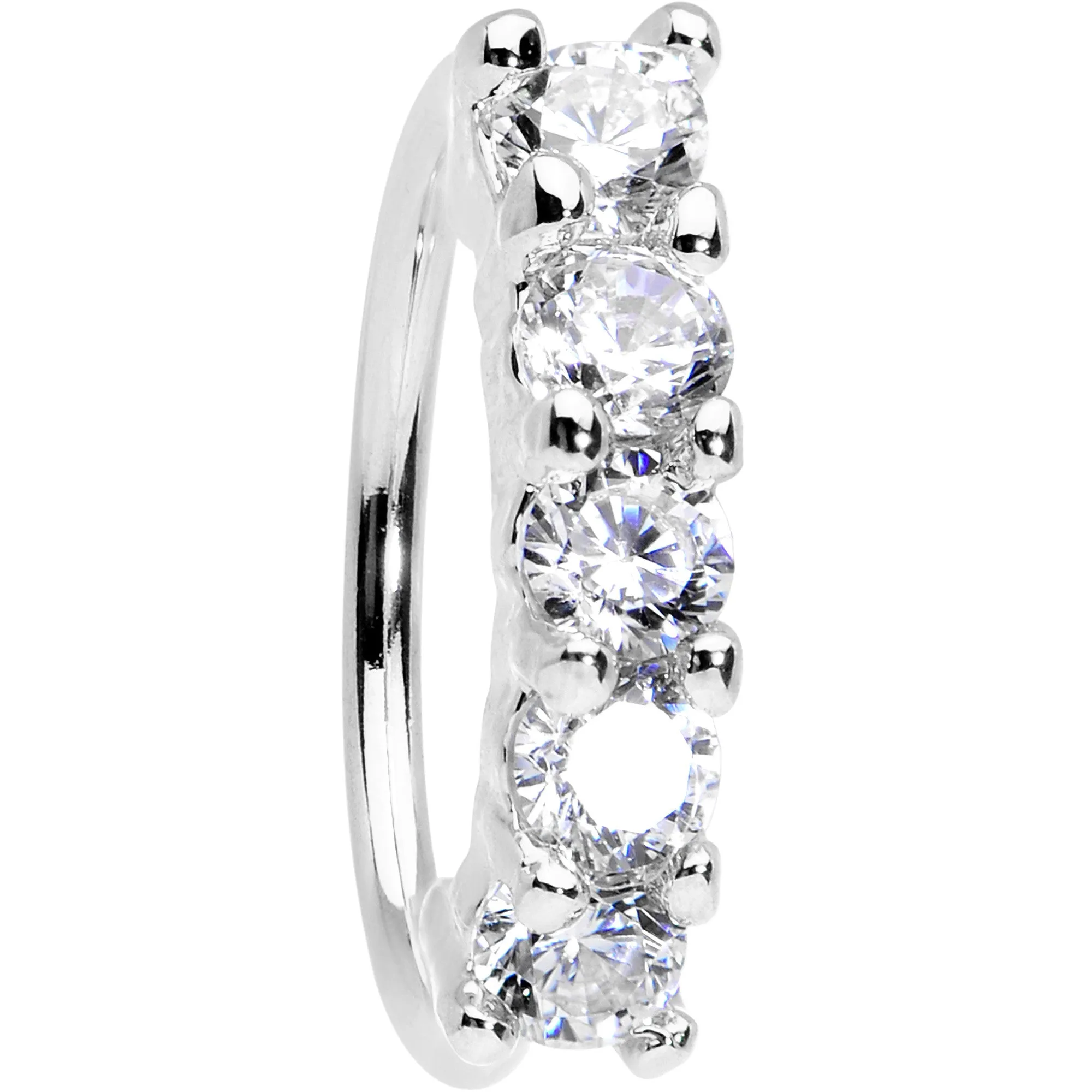 20 Gauge 5/16 Clear CZ Quintet Seamless Circular Ring