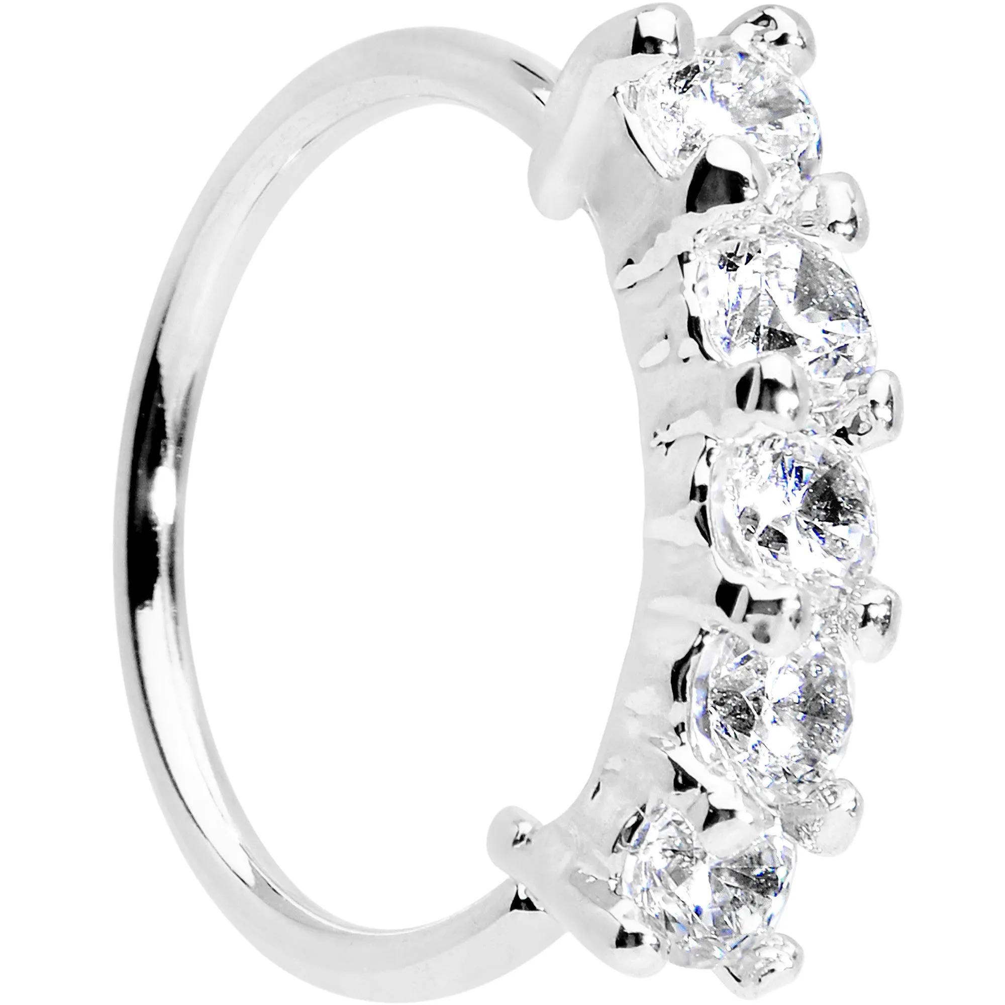 20 Gauge 5/16 Clear CZ Quintet Seamless Circular Ring