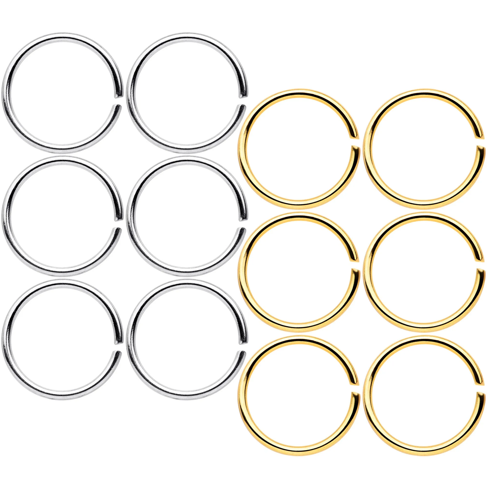 20 Gauge 5/16 Steel Gold Tone Anodized Seamless Circular Ring Set of 12