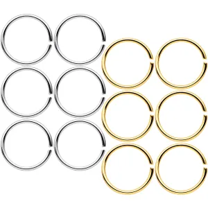 20 Gauge 5/16 Steel Gold Tone Anodized Seamless Circular Ring Set of 12